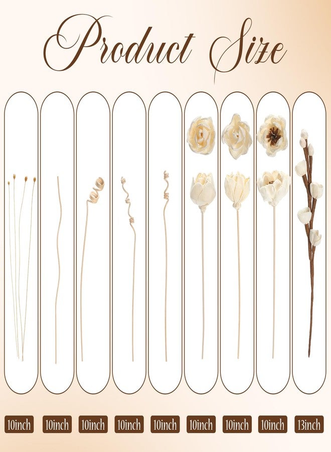 Swiffen 12 Pcs Reed Diffuser Sticks Flowers Reed Set White Wood Flower Aromatic Diffuser for Bathroom Home Bedroom Office Decor Office, Natural Flower - Image 2